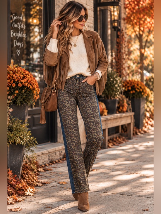 Umgee Denim - Umgee Denim Leopard Print Panel Flare Jeans — NWT - See Measurements!!